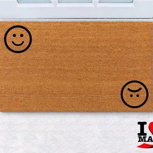 Smile and Sad Face doormat fast shipping, funny Entry Doormats, Housewarming